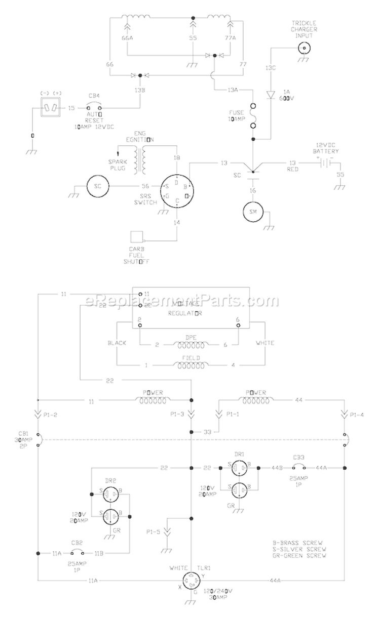 Schematic Diagram and Parts List for 030237-0  Briggs and Stratton Generator
